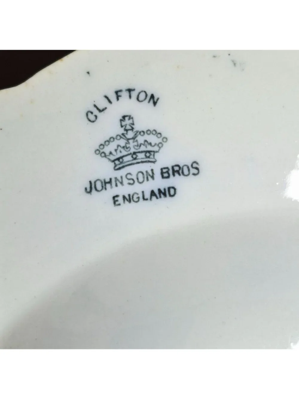 Antique Johnson Brothers Clifton Rimmed Soup Bowl, Blue Floral, Embossed Edge